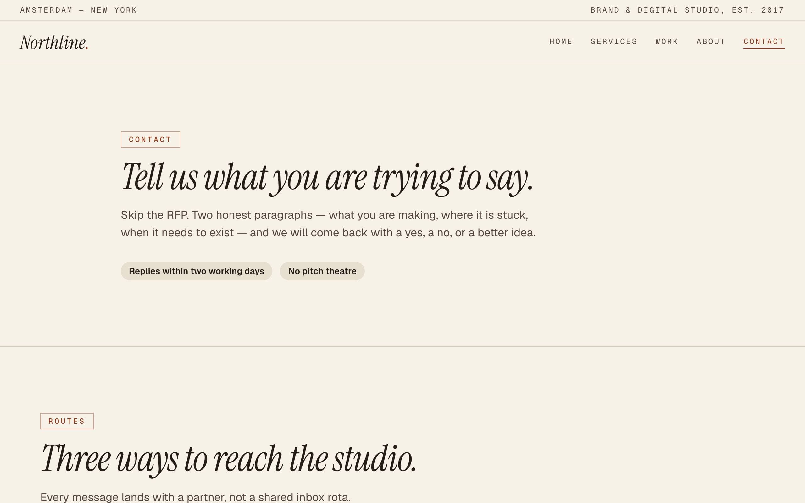 Agency Studio template — Contact page concept poster