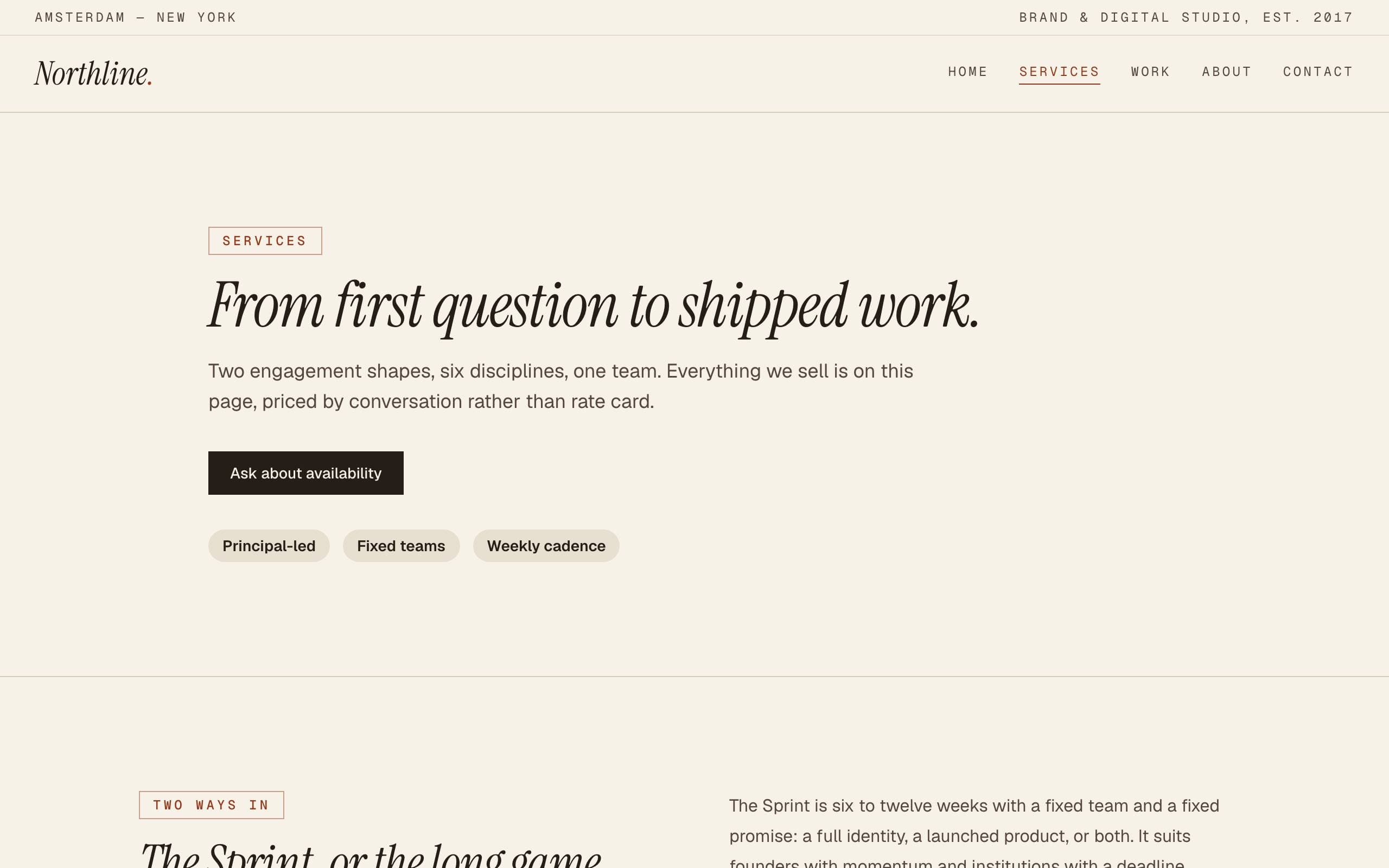 Agency Studio template — Services page concept poster