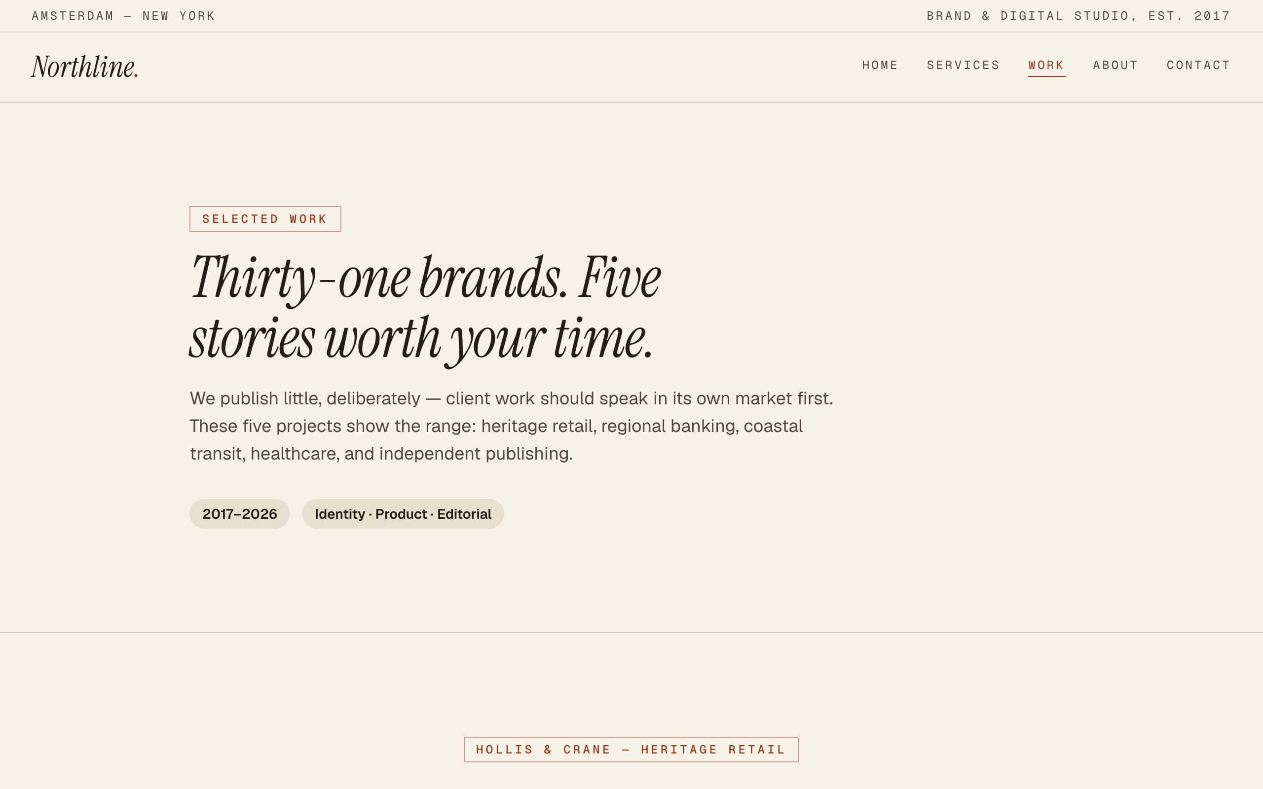 Agency Studio template — Work page concept poster