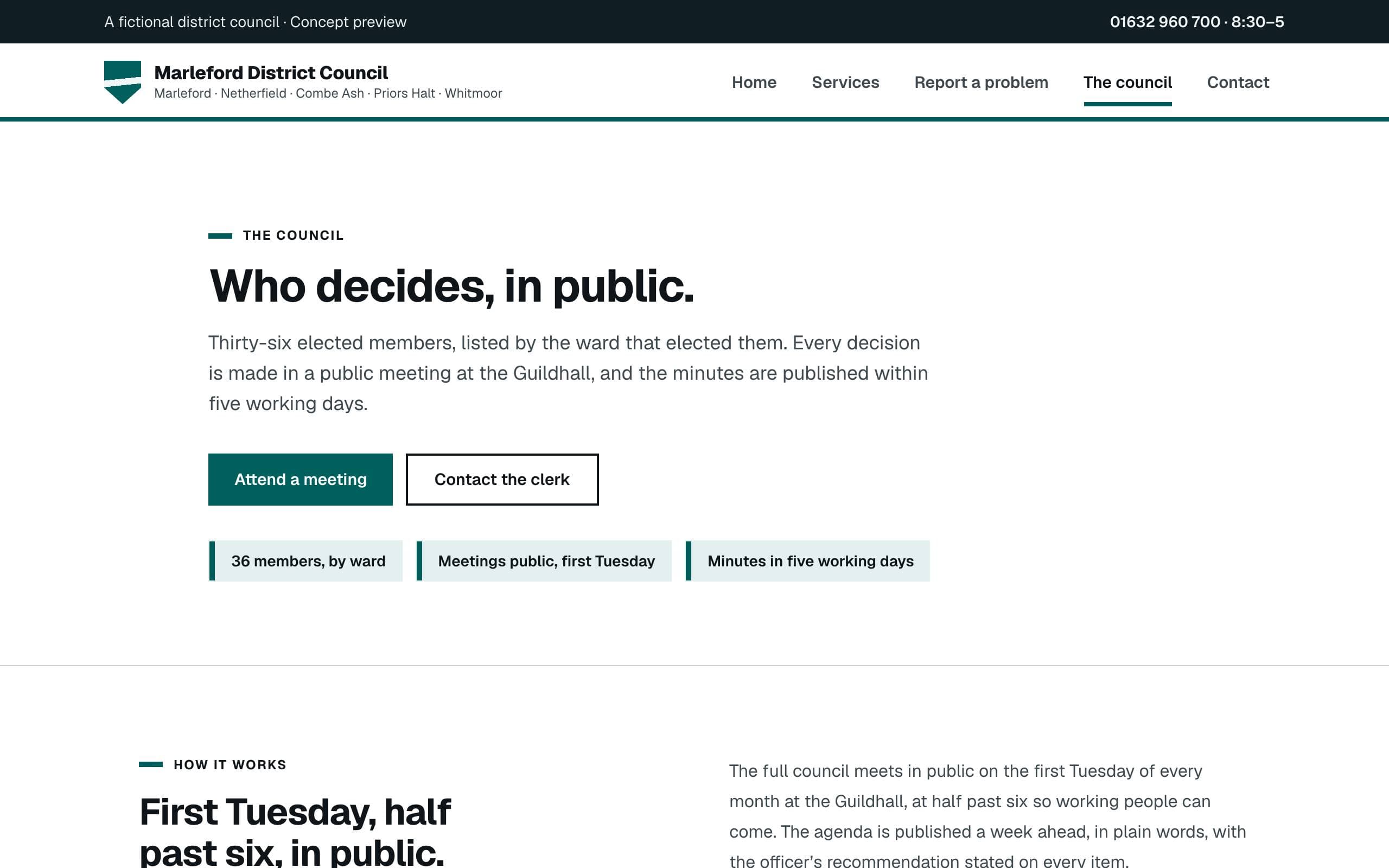 Civic Council template — The council page concept poster