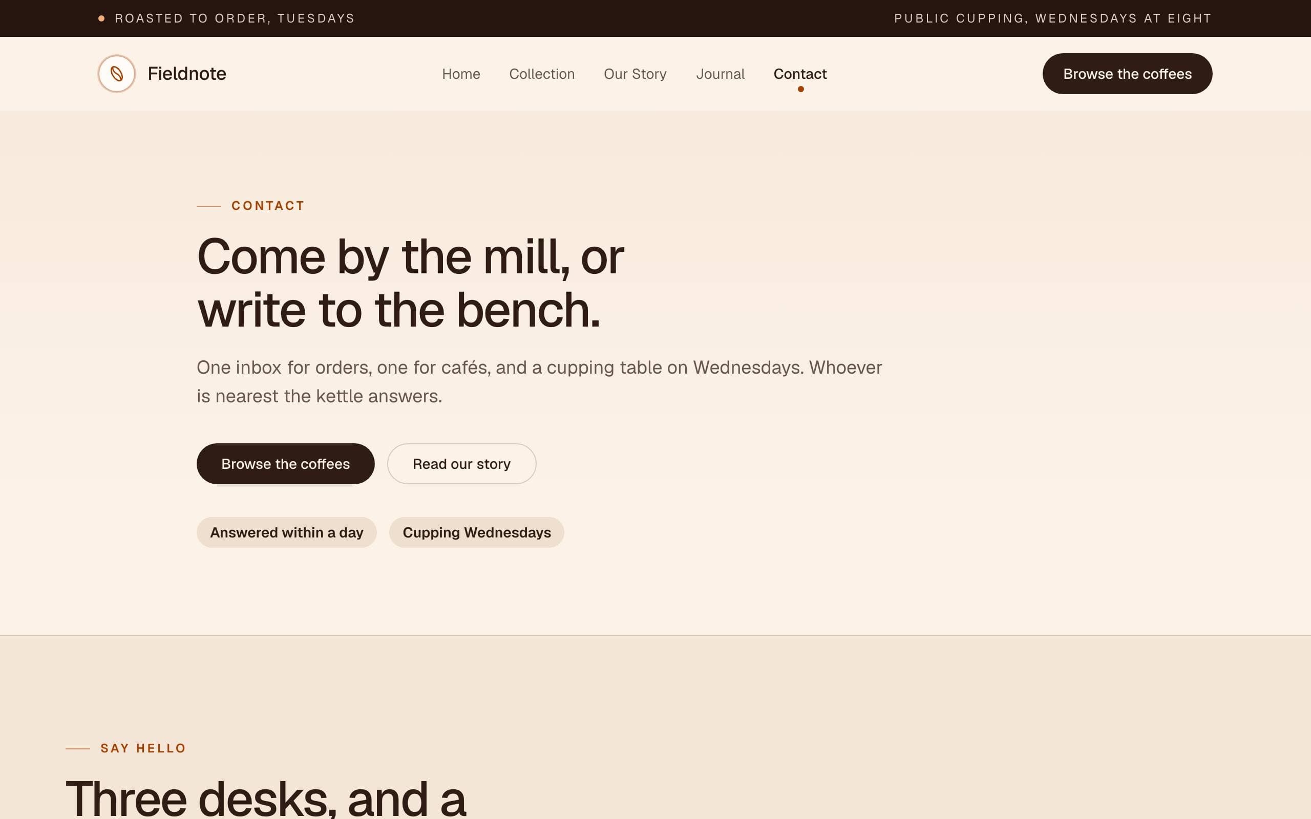 Commerce Brand template — Contact page concept poster