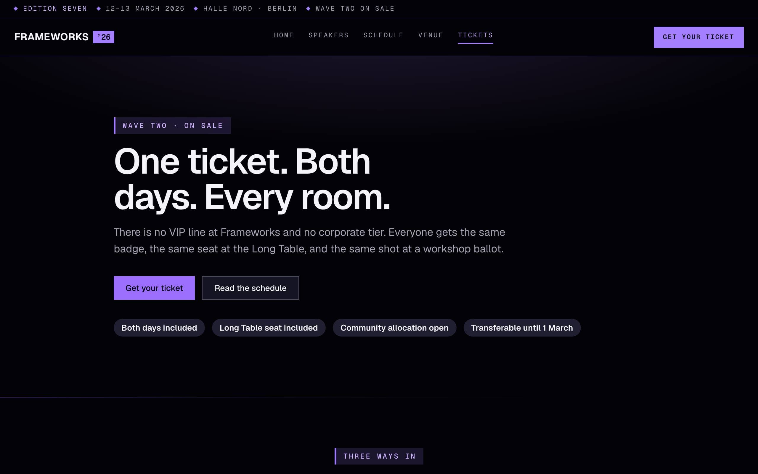 Event Conference template — Tickets page concept poster