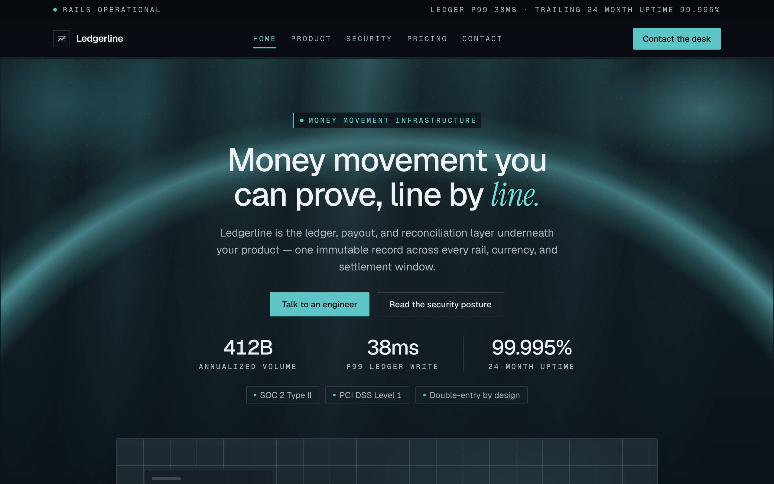 Fintech Trust template — home page concept poster