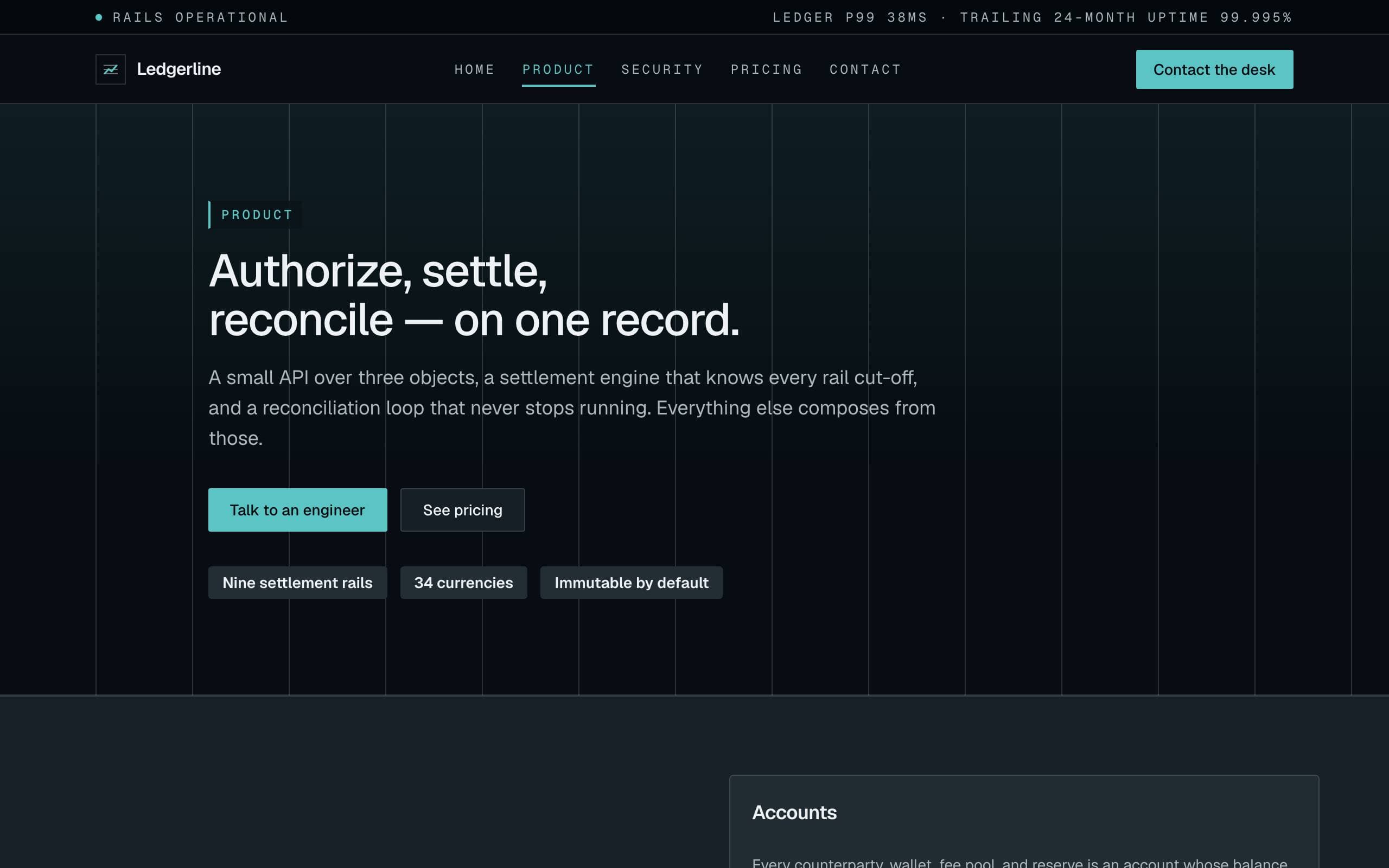 Fintech Trust template — Product page concept poster