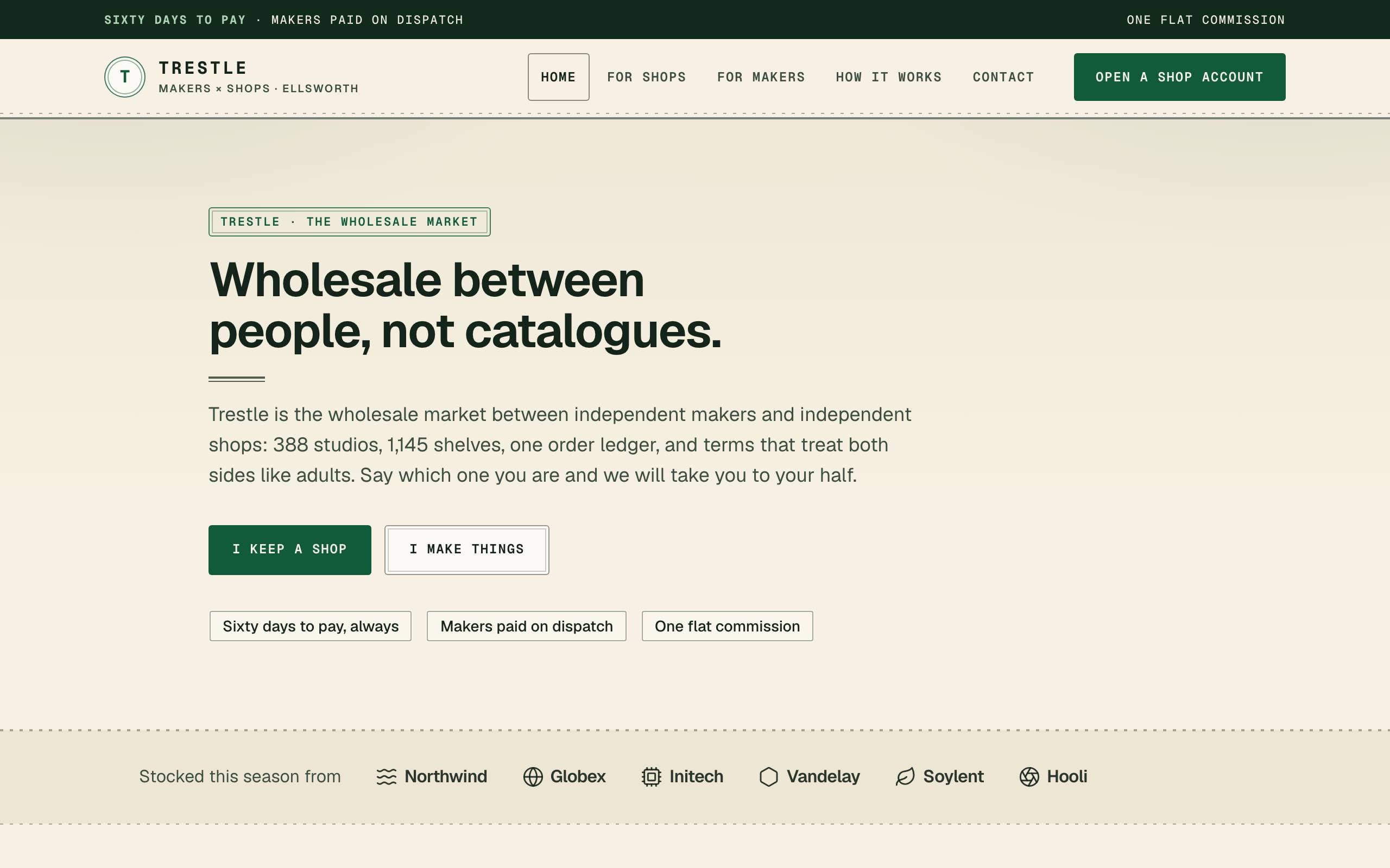 Marketplace Wholesale template — Home page concept poster
