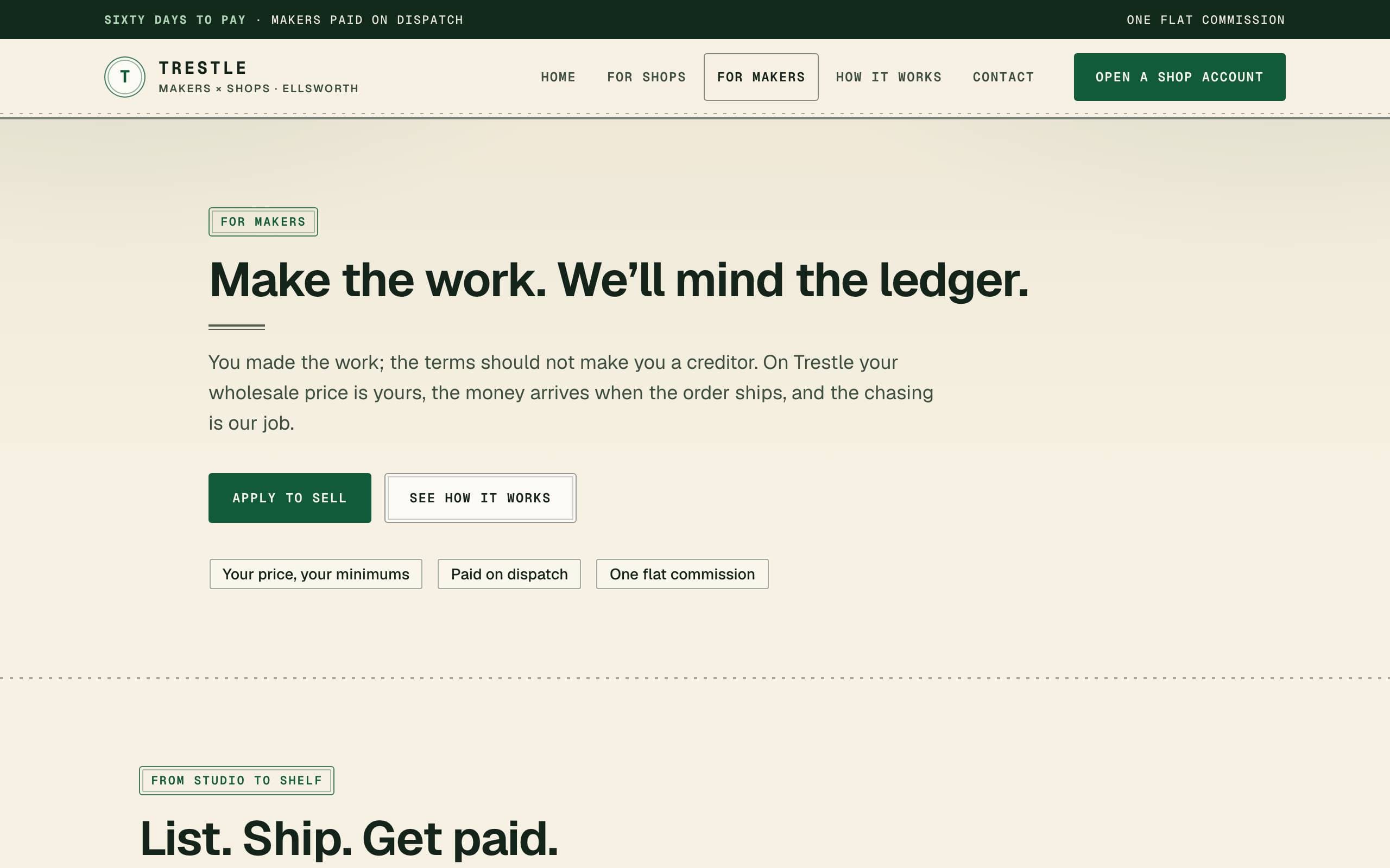 Marketplace Wholesale template — For makers page concept poster