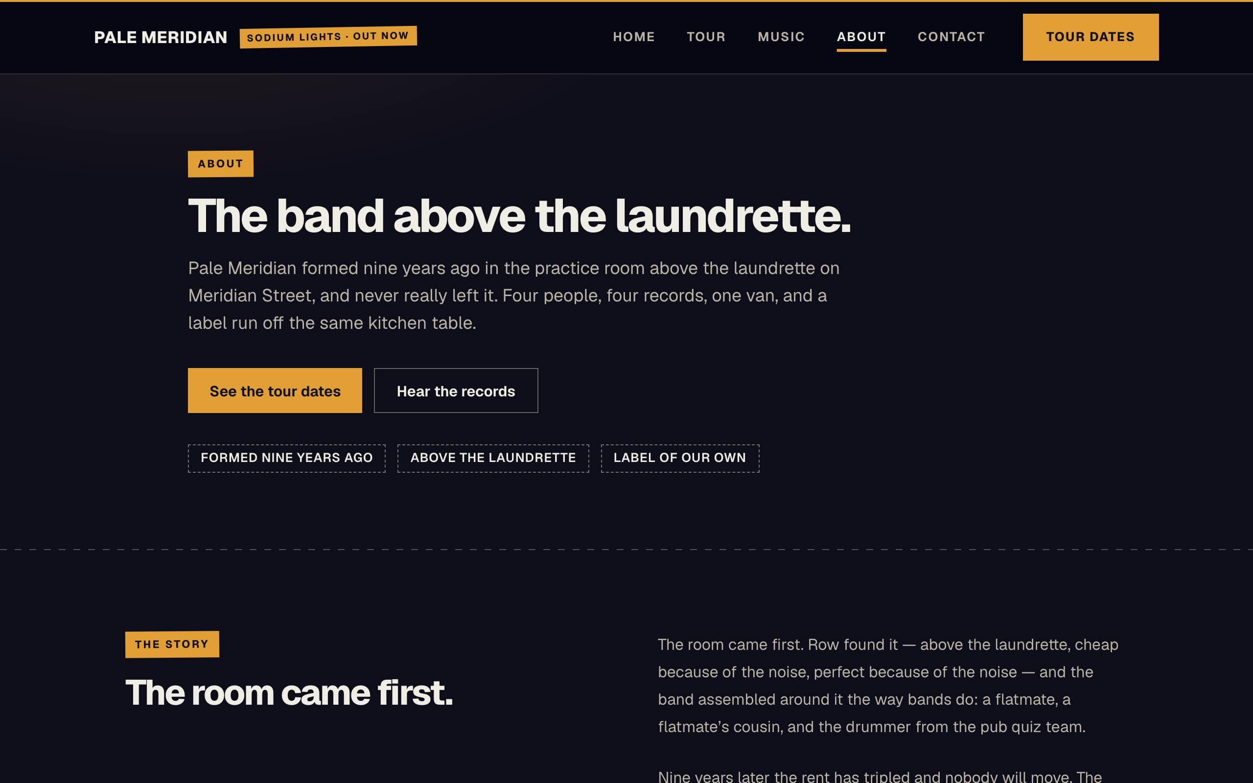 Music Artist template — About page concept poster