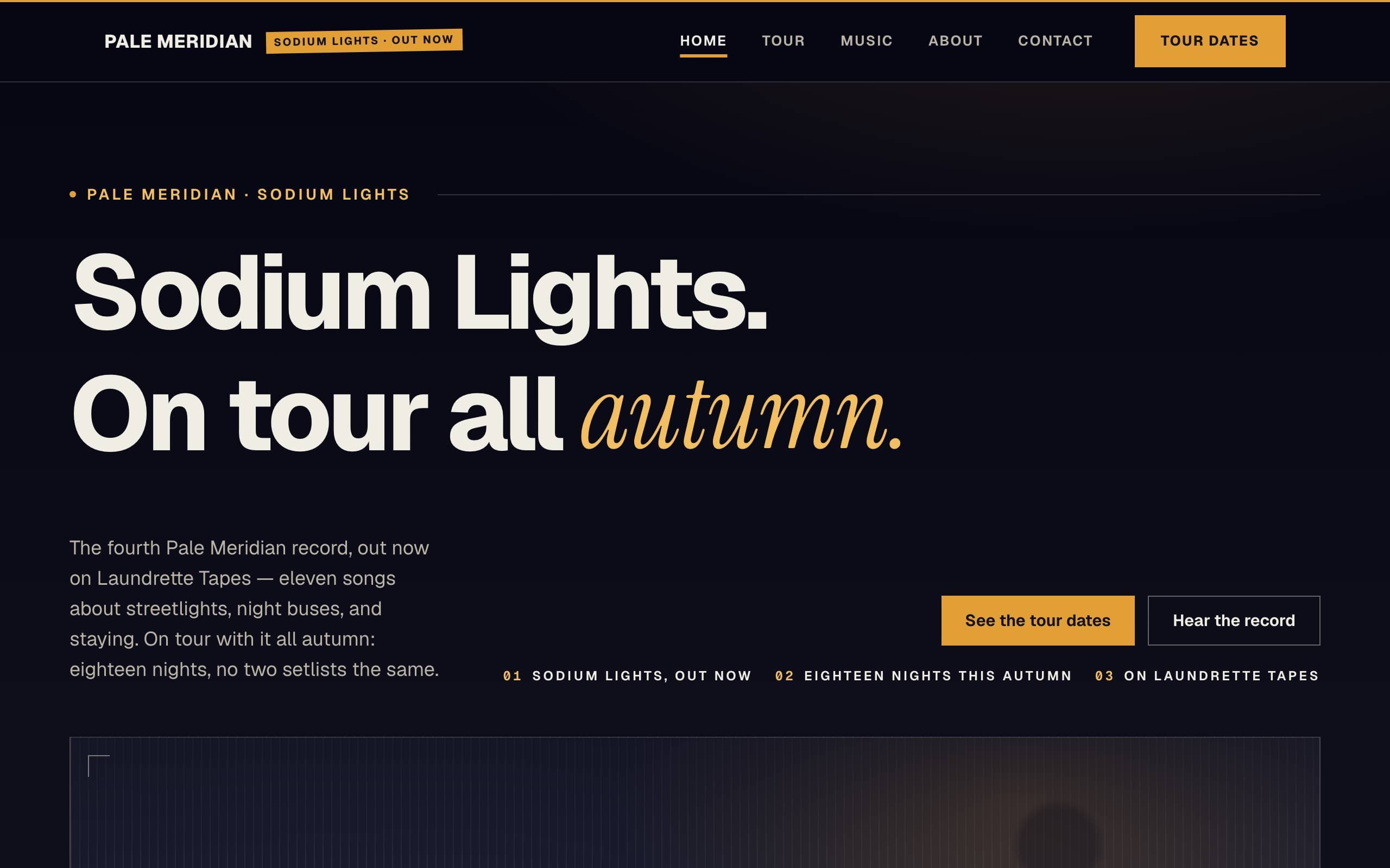 Music Artist template — Home page concept poster