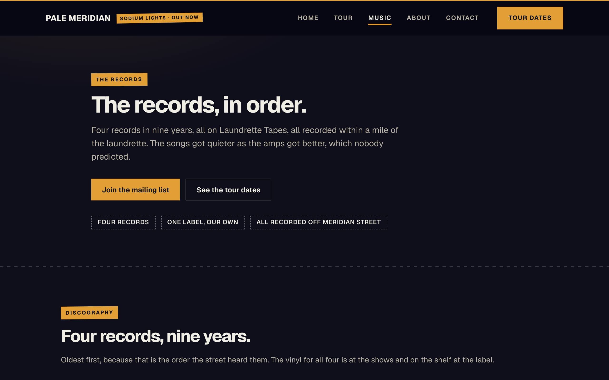 Music Artist template — Music page concept poster