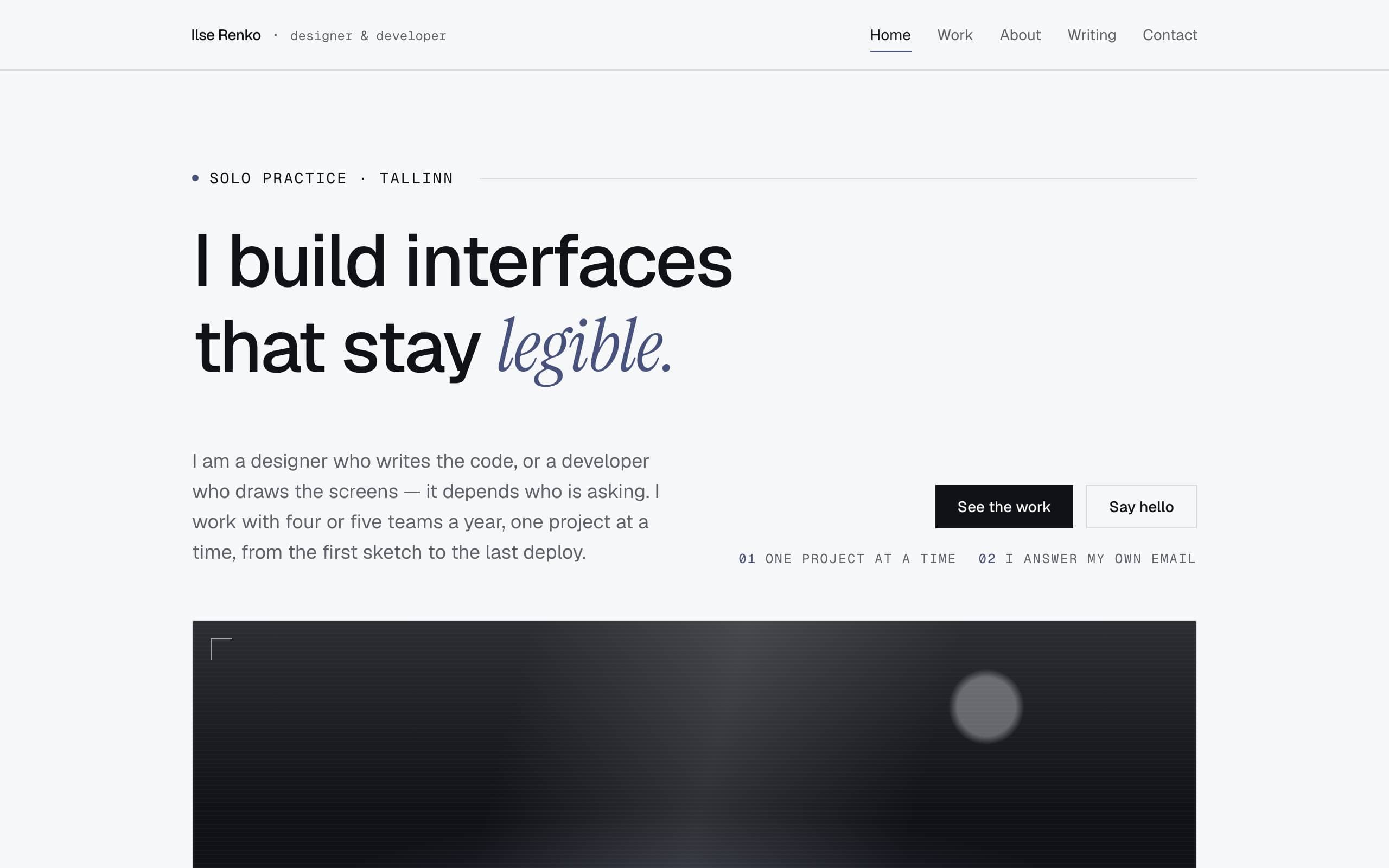 Portfolio Solo template — home page concept poster