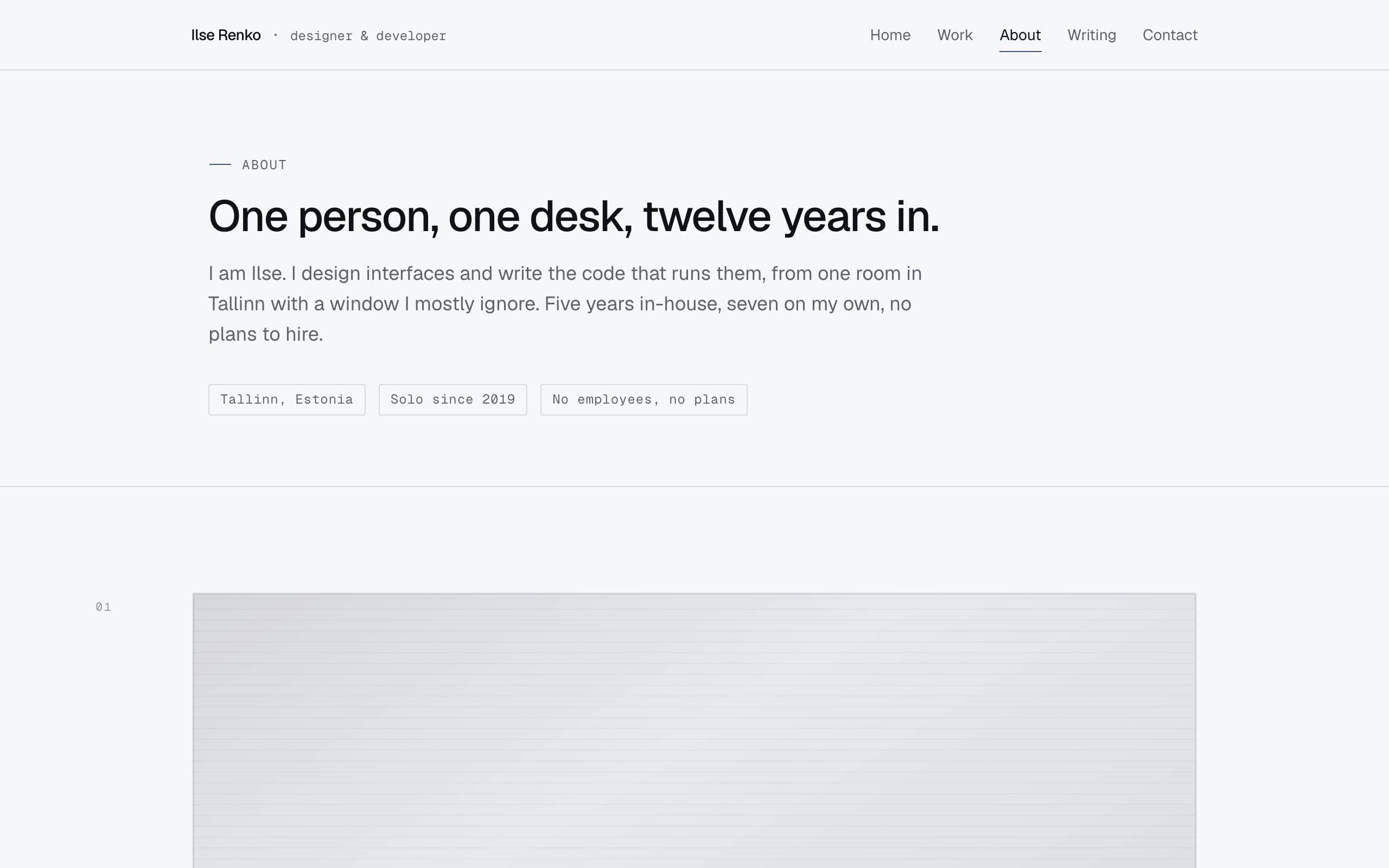 Portfolio Solo template — About page concept poster