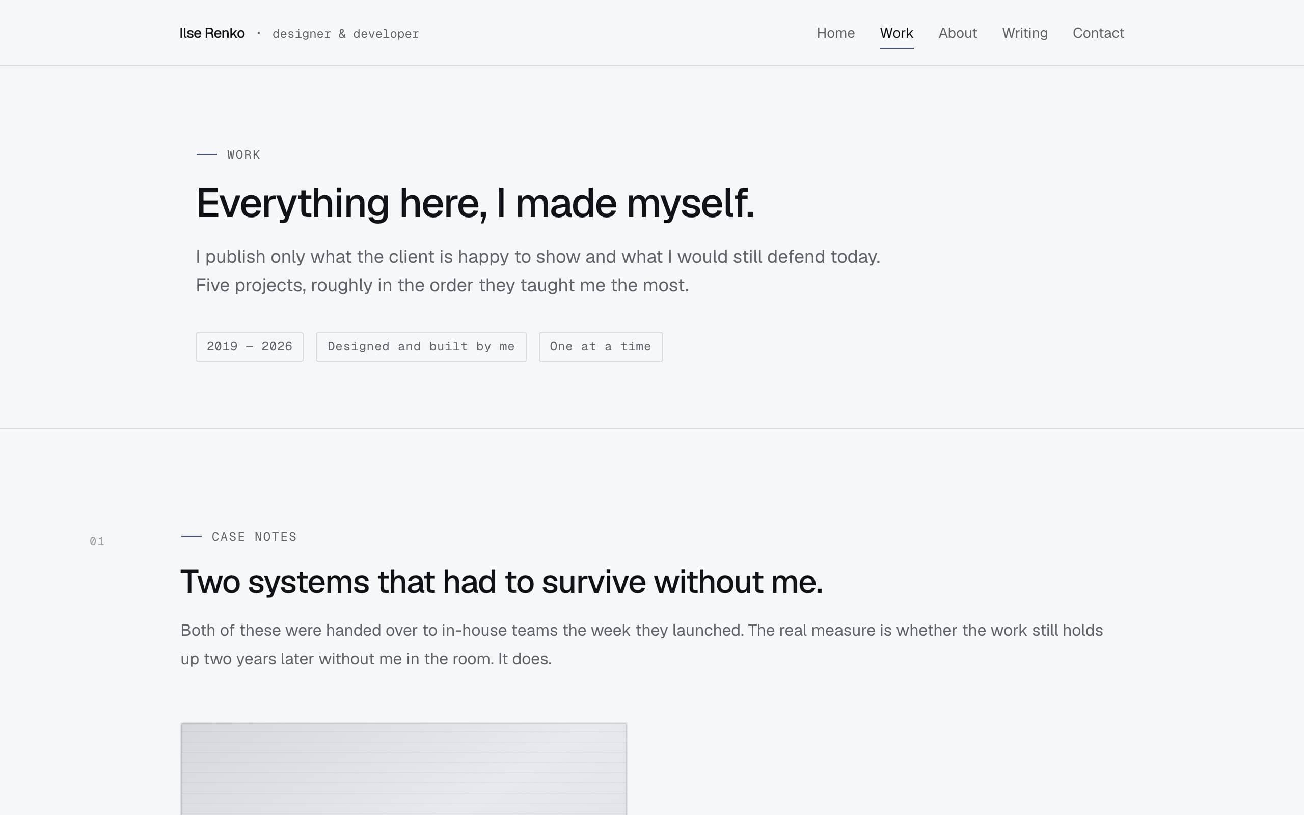 Portfolio Solo template — Work page concept poster