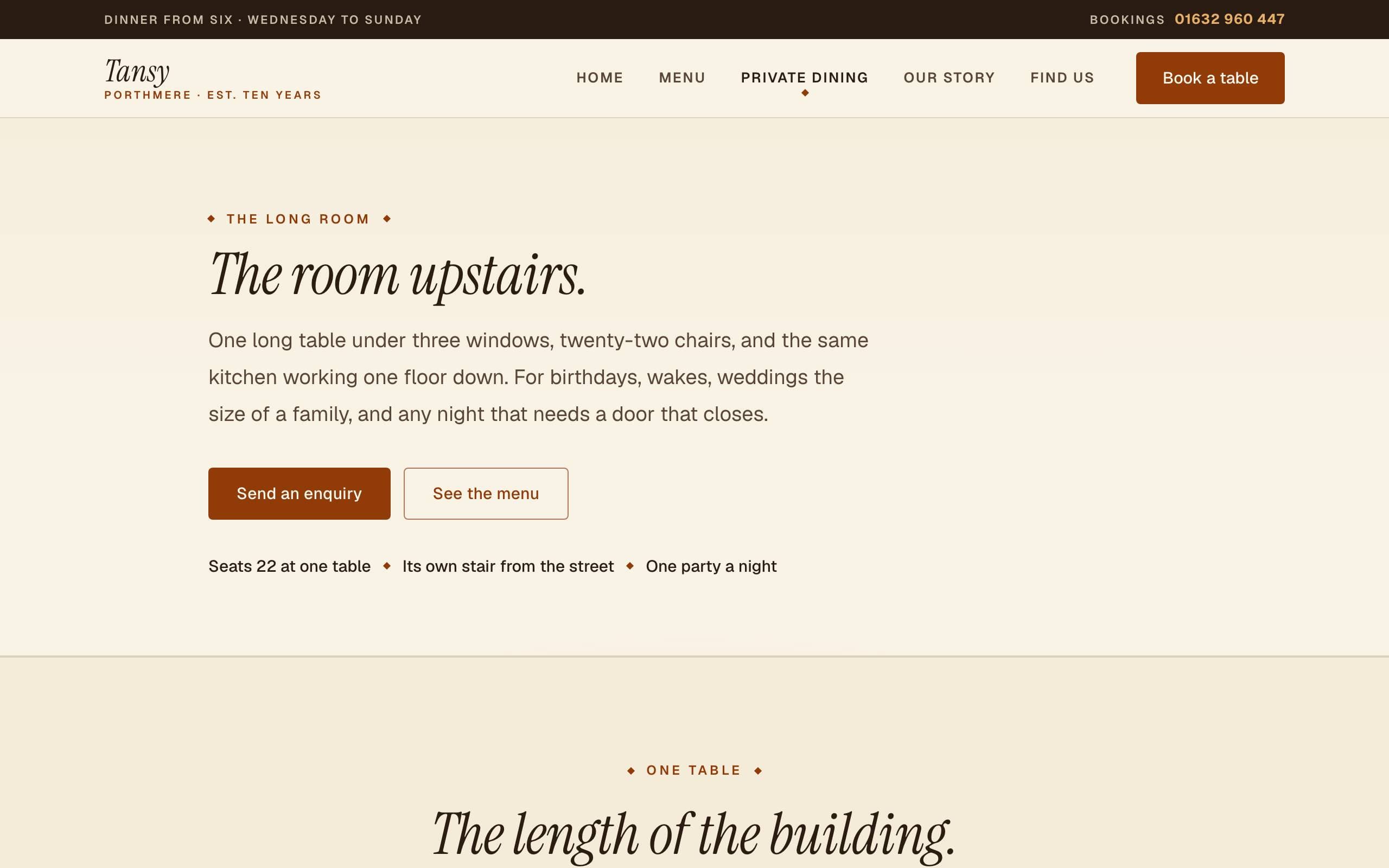 Restaurant Bistro template — Private dining page concept poster