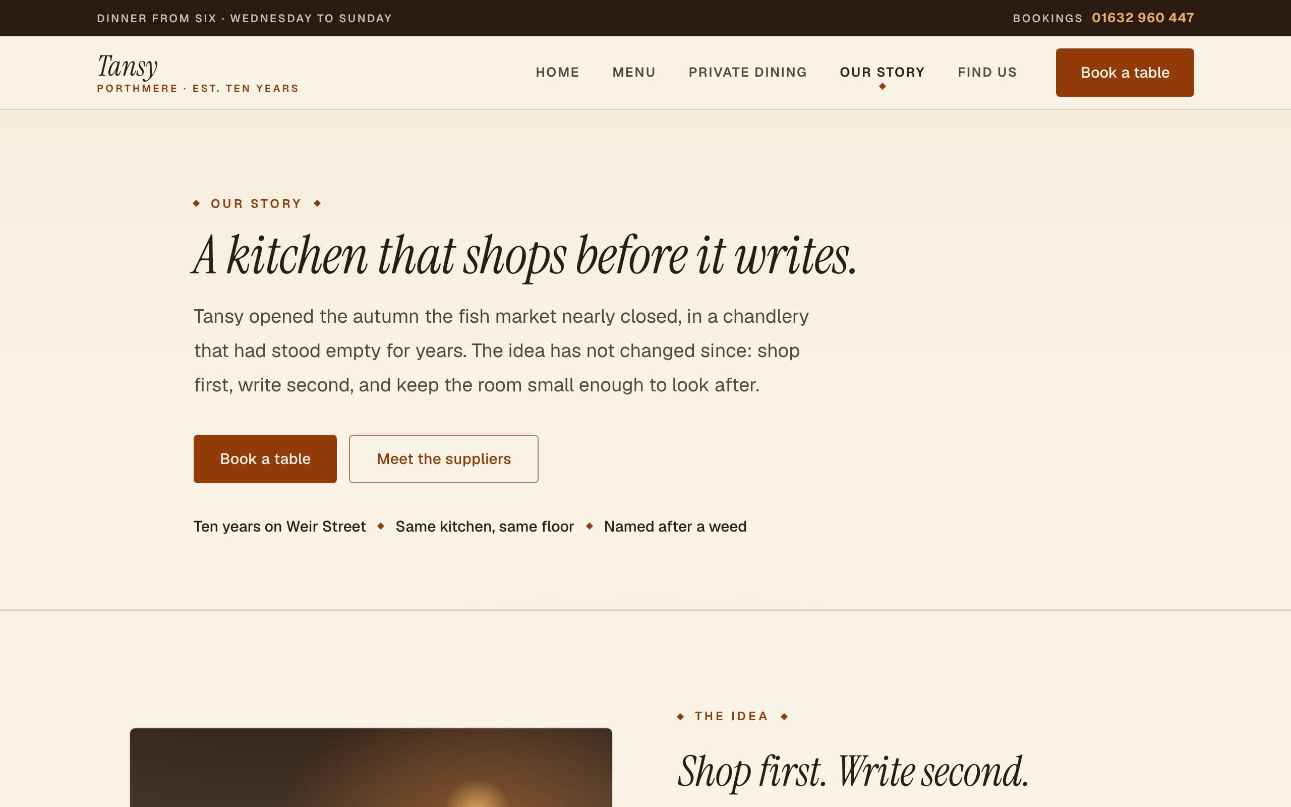 Restaurant Bistro template — Our story page concept poster