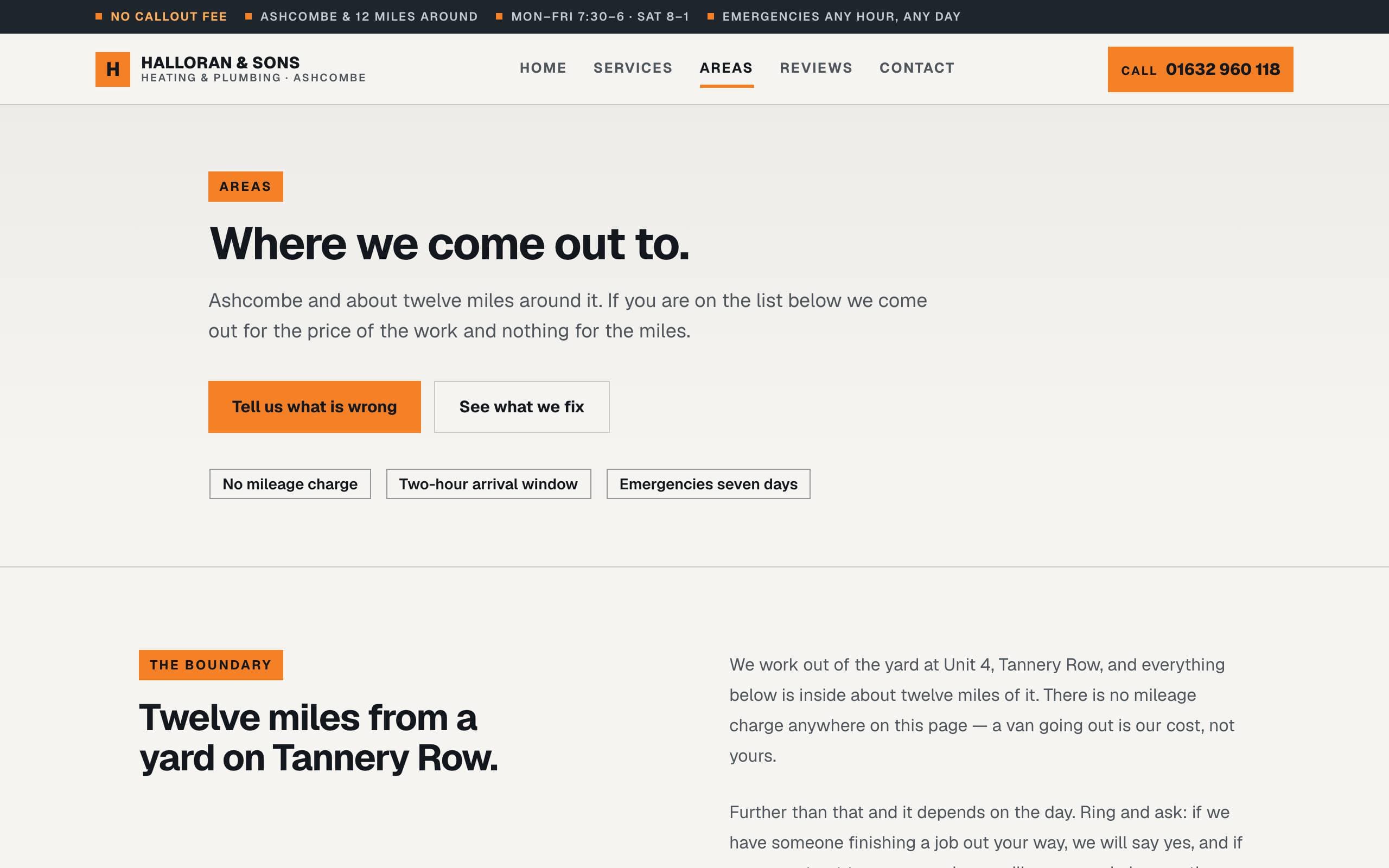 Trade Service template — Areas page concept poster