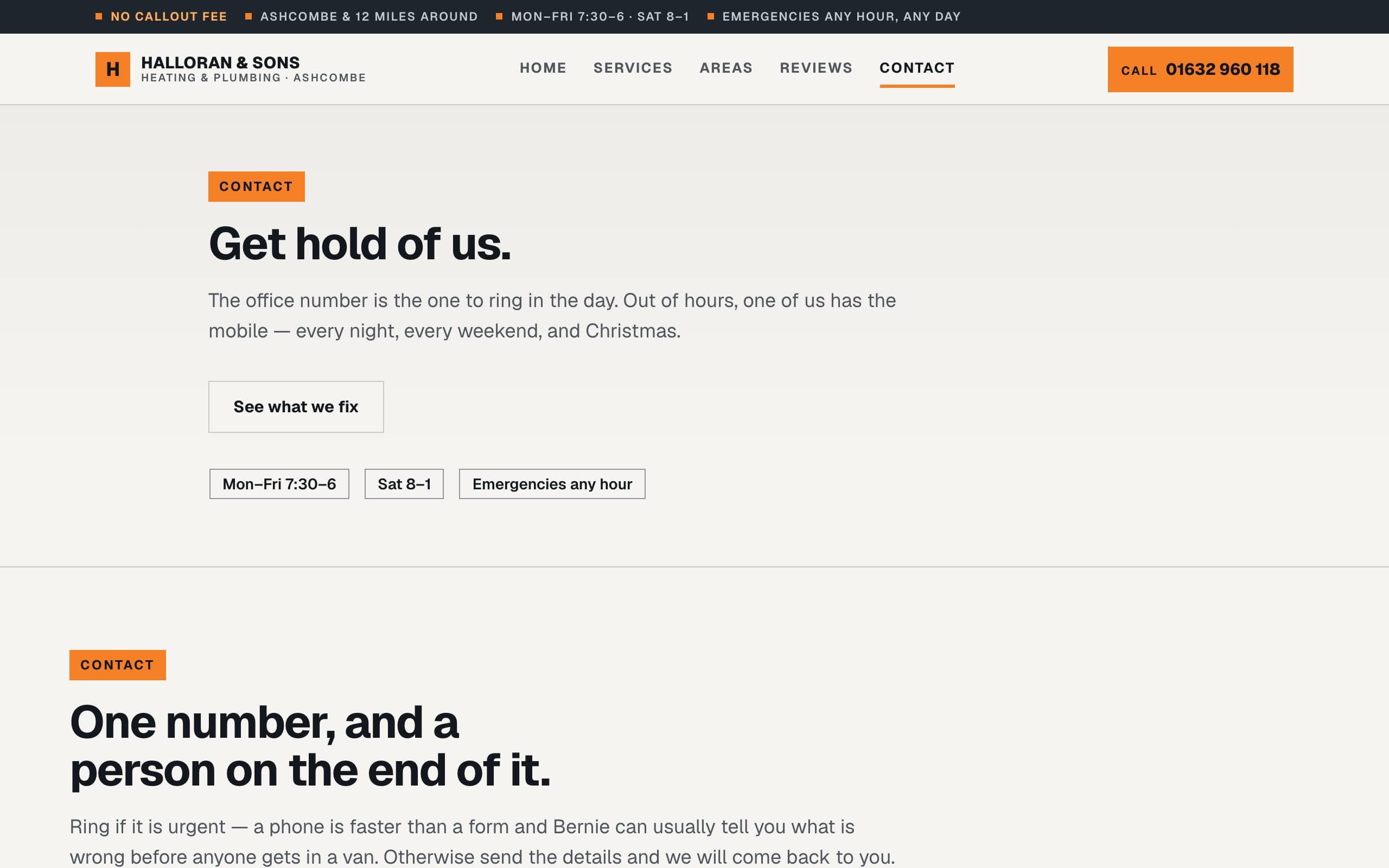 Trade Service template — Contact page concept poster