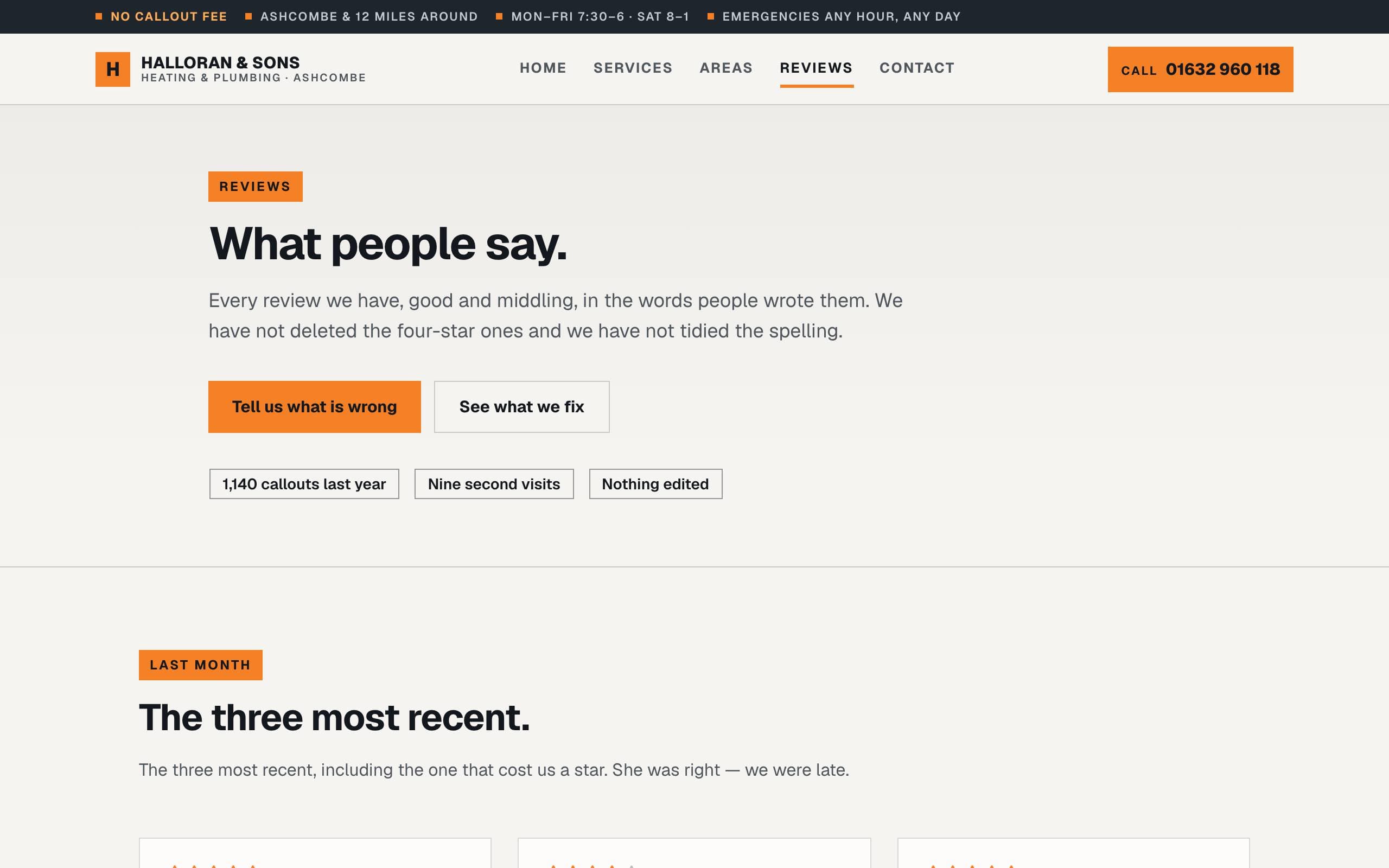 Trade Service template — Reviews page concept poster