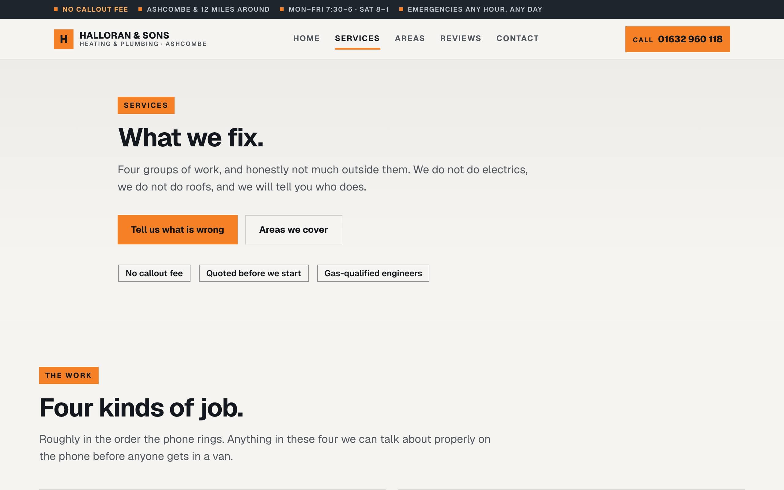 Trade Service template — Services page concept poster